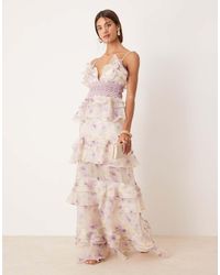 True Decadence - Tiered Ruffle Maxi Dress With Spaghetti Strap - Lyst