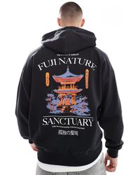 Only & Sons - Sudadera Negra Extragrande Con Capucha Y Estampado Trasero "Sanctuary" De - Lyst