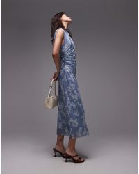 & Other Stories - Mesh Midi Dress With Drape Detail - Lyst
