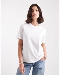ONLY - Boxy T-shirt With Rhinestones - Lyst