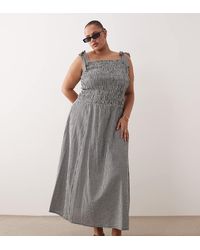 Esmee Curve - Tie Strap Shirred Maxi Beach Dress - Lyst