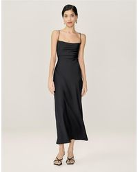 OMNES - Dresses Riviera Satin Midi Dress With Lace-Up Back - Lyst