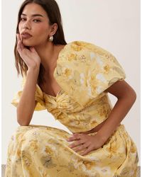 Y.A.S - Crop top d'ensemble à manches volumineuses et épaules dénudées - à imprimé fleuri - Lyst