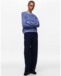 Pieces - Jenna Ribbed Crew Neck Knitted Drop Shoulder Jumper - Lyst