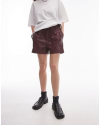 TOPSHOP - Faux Leather Paperbag Short - Lyst