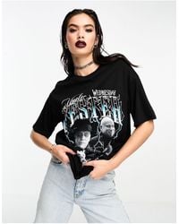 ASOS - Wednesday Addams Oversized T-shirt With Uncle Fester Licence Graphic - Lyst