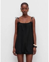 ASOS - Poplin Puff Mini Sundress With Tie Straps - Lyst