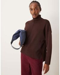 Vila - High Neck Oversized Jumper With Seam Detail - Lyst