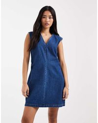ONLY - V Neck Denim Mini Dress - Lyst
