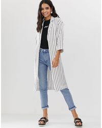 Monki Stripe Lightweight Coat - White