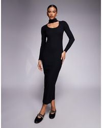 ASOS - Ribbed Double Layer Midi Dress With Choker Detail - Lyst