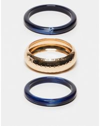 ASOS - Pack Of 3 Bangles With Dark Resin Detail - Lyst