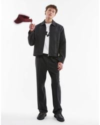 TOPMAN - Premium Relaxed High Waisted Pinstripe Wool Blend Suit Trouser - Lyst