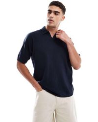 JJ Rebel - Knitted Split Neck Polo - Lyst