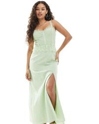 Miss Selfridge - Cheesecloth Maxi Corset Dress With Ribbon Trims - Lyst