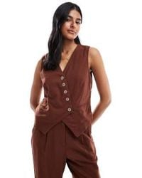 Vero Moda - Linen Touch Asymmetric Button Front Waistcoat Co-Ord - Lyst