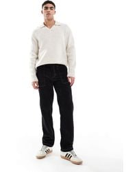 ASOS - Straight Leg Cord Trousers With Contrast Stitch - Lyst