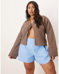 ASOS - Curve Tailored Linen Look Pull On Boxer Shorts - Lyst