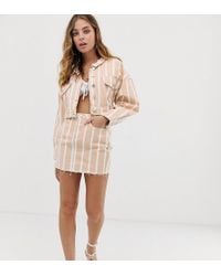Missguided Co-ord Denim Skirt In Blush Stripe - Pink
