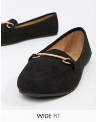 womens black wide fit flat shoes