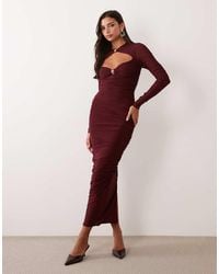 Ruched & Ready - Sculpted Cut Out Hardware Detail Bodycon Maxi Dress - Lyst