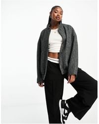 4th & Reckless - Oversized Wool Look Bomber Jacket - Lyst