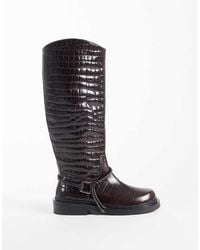 ASOS - Carmella Real Leather Harness Riding Knee Boots - Lyst