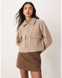 Vila - Short Faux Wool Jacket With Exaggerated Pockets - Lyst