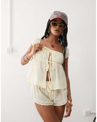 Collusion - Puff Sleeve Beach Top Co-ord - Lyst