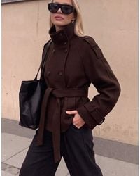 NA-KD - High Neck Belted Short Coat - Lyst