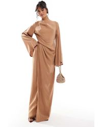 ASOS - Maxi Jurk Met Gedraaide Voorkant En Extreme Mouwen - Lyst