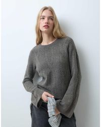 Pieces - Cable Knit Oversized Jumper - Lyst
