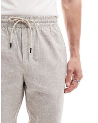 Only & Sons - Pantalones cortos beis a rayas sin cierres - Lyst