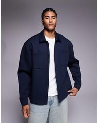 ASOS - Heavyweight Oversized Jersey Harrington Jacket 400Gsms - Lyst