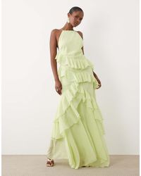 ASOS - High Neck Low Back Ruffle Maxi Dress - Lyst