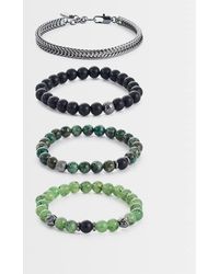 ASOS - 4 Pack Aquatic Agate Semi-precious Bead And Chain Bracelet - Lyst