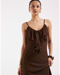 Vero Moda - Frill Trim Cami Midi Dress - Lyst