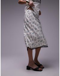TOPSHOP - Vintage Lace Ditsy Floral 90s Length Bias Skirt - Lyst