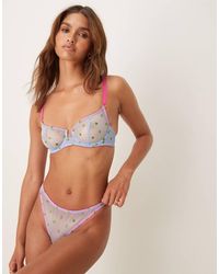 Dora Larsen - Betty Tulle Heart Embroidered Thong - Lyst