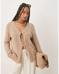 ASOS - Cardigan Con Scollo A V E Allacciatura Frontale Con Cuciture All'Uncinetto - Lyst
