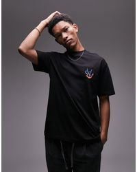 TOPMAN - Camiseta negra extragrande con bordado - Lyst