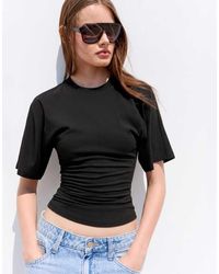 Bershka - Short-sleeved Corset T-shirt - Lyst