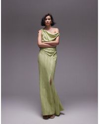 TOPSHOP - Falda larga verde con detalle retorcido y diseño - Lyst
