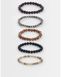 ASOS - 5 Pack Cat Eye And Marble Beaded Bracelets - Lyst