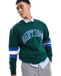 GANT - Sudadera Verde Oscuro Con Diseño Color Block Y Logo "1949" De La Colección Cápsula Por El 75 Aniversario De - Lyst