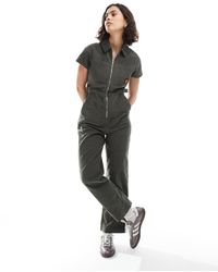 Santa Cruz - Regular Cord Zip Through Short Sleeve Jumpsuit - Lyst