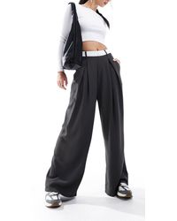 ASOS - Wide Leg Dad Trouser With Contrast Waistband - Lyst