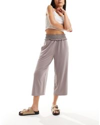 ASOS - Pantalones culotte cortos color pizarra con cinturilla fruncida - Lyst