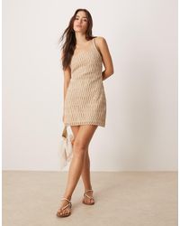 ASOS - Scoop Neck Mini Dress With Natural Woven Detail - Lyst