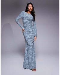 ASOS - Devore Long Sleeve Ruched Maxi Dress - Lyst